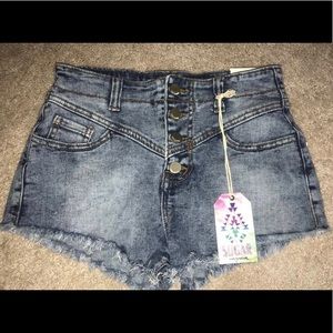 high waisted jean shorts.